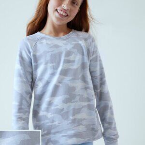 Athleta Girl Warm Up Heather Blue Camo Sweatshirt Size L 12 years